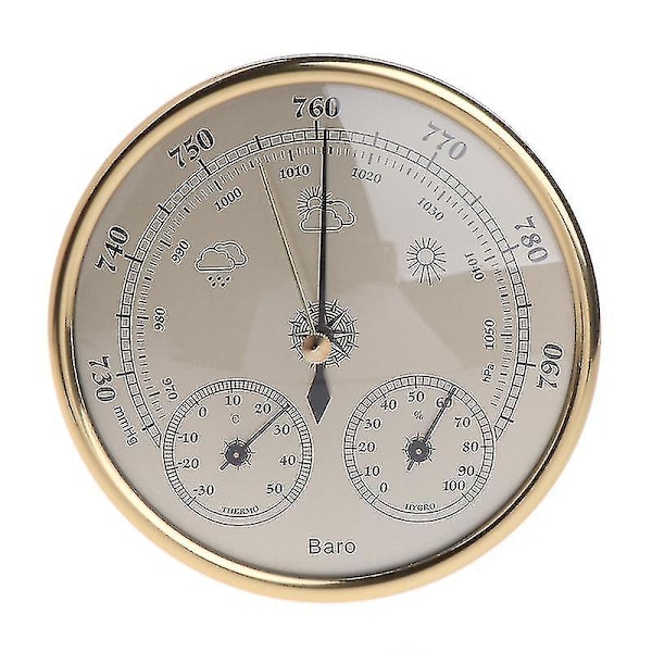 3 i 1 Väggmonterad Hushållsbarometer Termometer Hygrometer Väderstation Hängtryck Hpa-mätare Luftväderinstrument