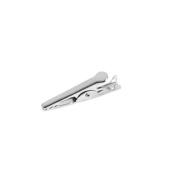 100 st 27 mm Mini Metall Alligatorklämmor, Krokodilklämmor Silverton Nickelpläterade Testledningsfjäderklämmor.[GP]
