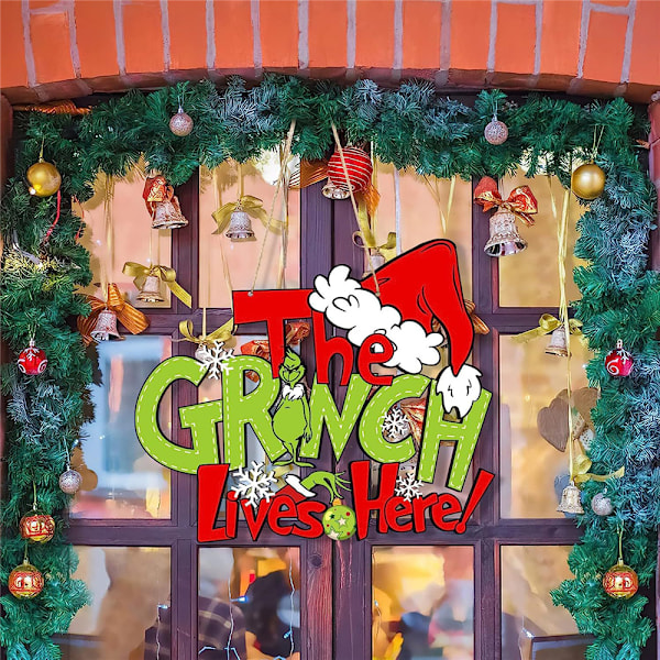Jul Træ Dørskilt Dekoration GRINCH LEVER HRER