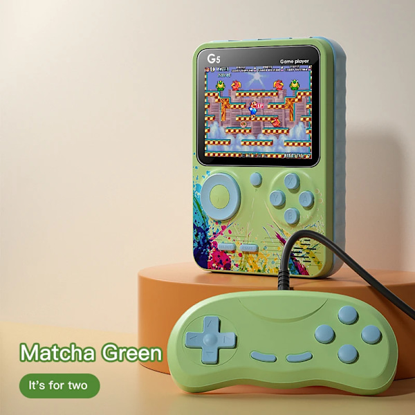 Macaron monivärinen kädessä pidettävä pelikonsoli mini arcade 500 peliä HD-näyttö ladattava kädessä pidettävä green