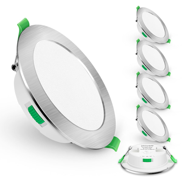 6-pakkauksen 5W ultraohut himmennettävä LED-alasvalo Cct 75-85mm leikkaus nikkeli