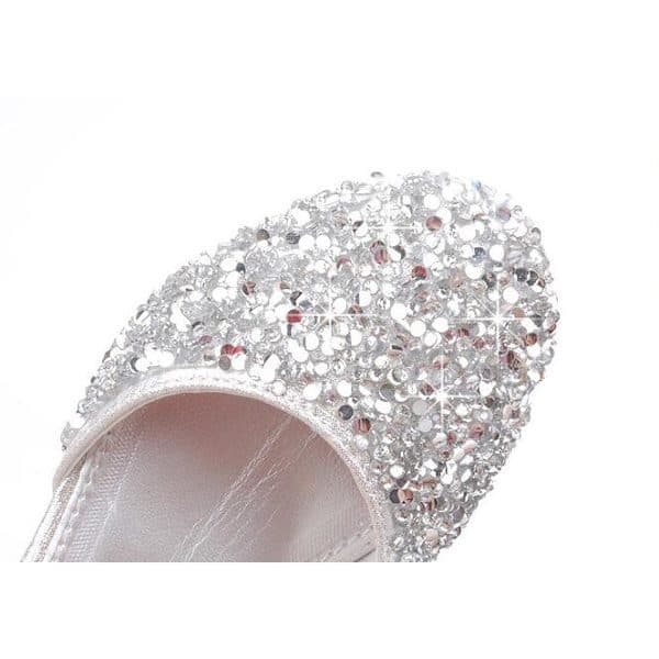 Piger Pailletter Prinsesse Lave Hæle Fest Dansesko Sølv 33 Sølv Silver 33