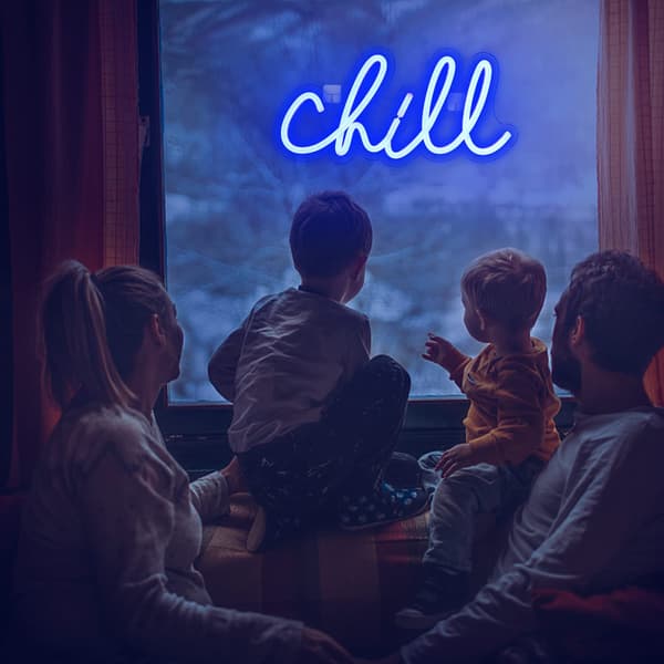 Chill Lyseblå LED Neonskilt Vegglampe for Romdekorasjon