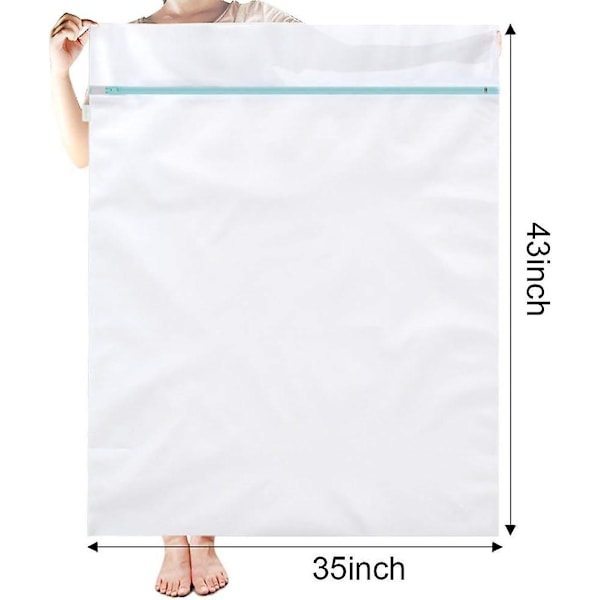 Stor vaskeromnett Vaskpose XXL 90x110cm 2-pakning Vaskposer Gjenbrukbare vaskposer med glidelås Stor for vaskposer Vaskpose Vaskemaskin