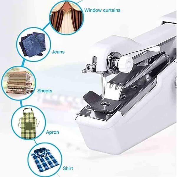 Electric Hand Stitch Mini Hand Sewing Machine Stapler Style Mini Machine Home Sewing Silai Machine Emergency Sewing Handheld Sewing Machine[GPA] 白色