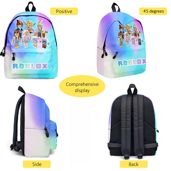 3 osan setti, reppu Roblox koululaukku tytöille ja pojille, mukana kauppakassi
