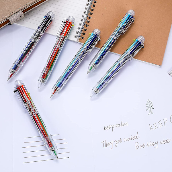 6-pak 6-i-1 flerfarvede kuglepenne, 0,7 mm retractable kuglepenne, flerfarvede blækpenne