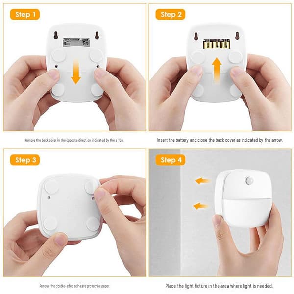 6-pack intelligent LED-nattlampa med rörelsesensor, varmvitt ljus