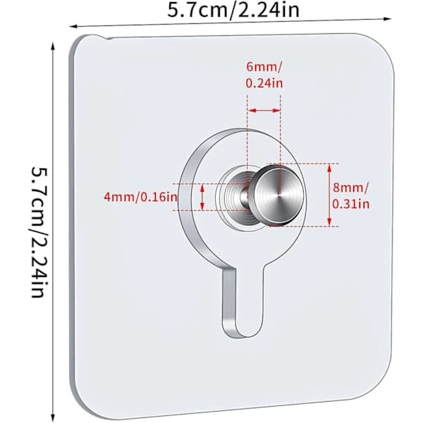 12 Pcs Self-Adhesive Wall Hooks for Pictures, 5.5 X 5.5 Cm Picture Hooks Without Drilling With Removable Screws, Transparent Self-Adhesive