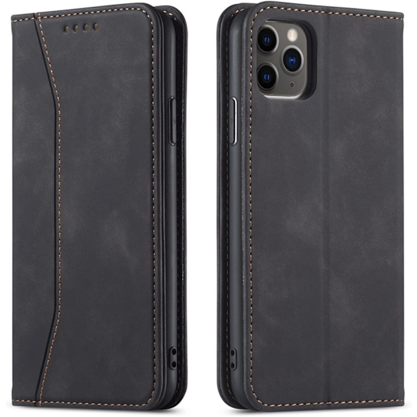 För iPhone 11 -16 Magnetiskt Läder Telefonfodral, Premium Läder Flip Fodral Vikbart Kortfack Stötsäkert Ställ Funktion (Svart) iPhone 13 Pro Max