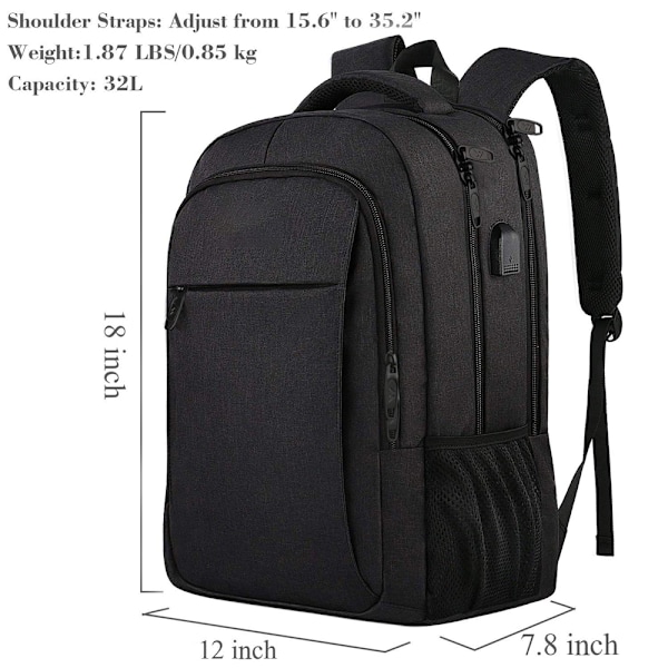 Överdimensionerad ryggsäck med laptopfack för 18\" bärbar dator