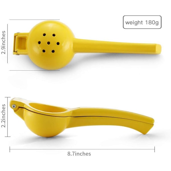 2 pak Manuel Juicer Citrus Citronpresser, Frugtjuicer Limepresse Metal, Professionelt Håndjuicer Køkkenværktøj (Gul)