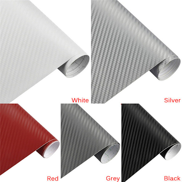 3D Karbonfiber Matt Vinylfilm Bilark Wrap Roll Sticker Sølv Silver 127*30cm