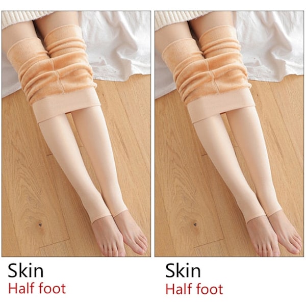 ATHVOTAR Varma Vintertights Dam Elastiska Smala Fleece Tights Sammet Tjocka Tights Hög Midja Sexiga Kroppsstrumpor Kvinnor Skin Half 2st Skin Half 2pcs S