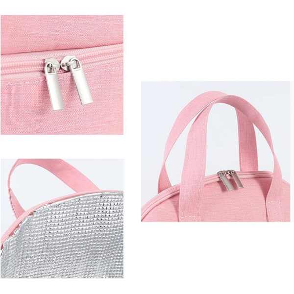 Isoleret madkasse med dobbelt rum køletaske (Pink)