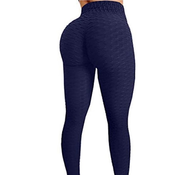Push Up Leggings Sport Kvinner Fitness Høy Midje Yoga Bukser Marineblå Navy Blue S