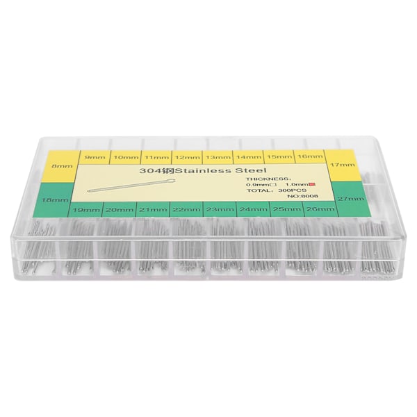 1 mm Armbandsstift Delade Stift Rostfritt Stål Klockdelar Sortiment 8–27 mm 0.1