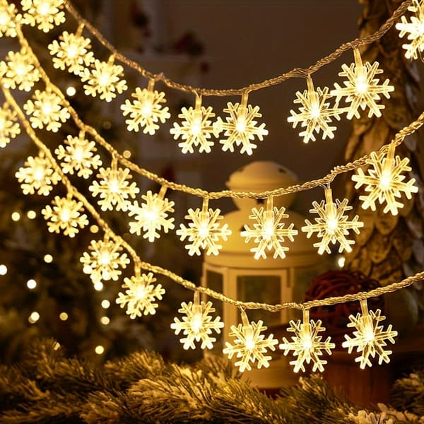 Julesnøfnugg-lyslenke for julebord og romdekorasjon Warm Light 3m-20L