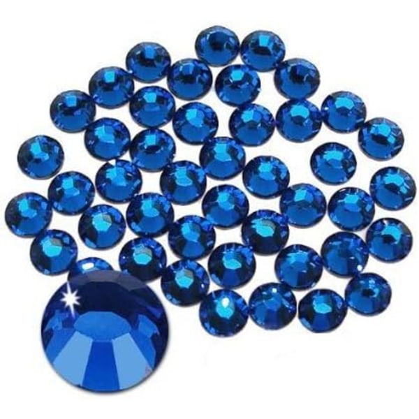 576 st limfixerade platta strass glasdiamant stenar för nagelkonst hantverk dekorationer kläder skor Safir Sapphire 576pcs