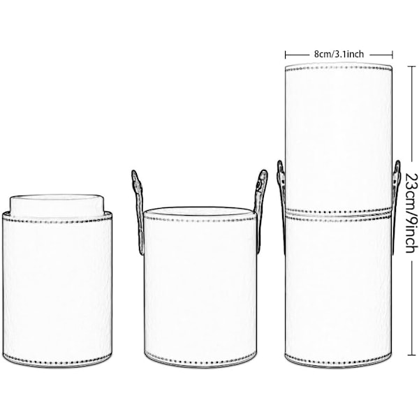 Stor sminkborsthållare i läder, bärbar reseborsteförvaringsväska, pennfodral, organiseringsväska, kosmetikapåse, bärbar, vattentät, dammfri White