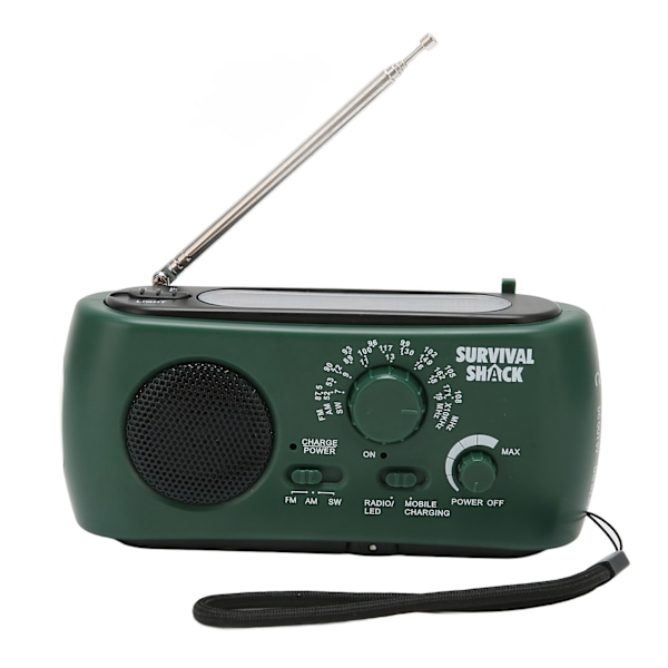 Handvevsradio Portabel Praktisk LED-ficklampa Utomhus Multi Band AM/FM/SW Solar Handvevs Väderradio - W