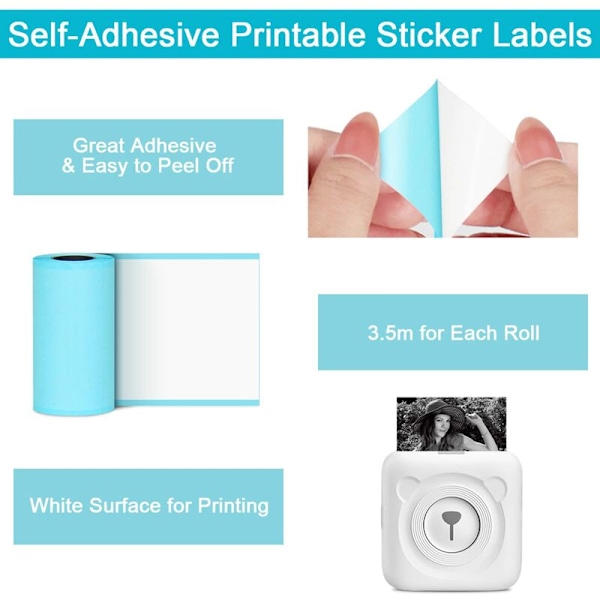 Selvklæbende Klistermærkepapirrulle 10 stk. Termisk Fotopapir til PeriPage Mini Bærbar Fotoprinter, P1 Mini Printer (57 x 30 mm)