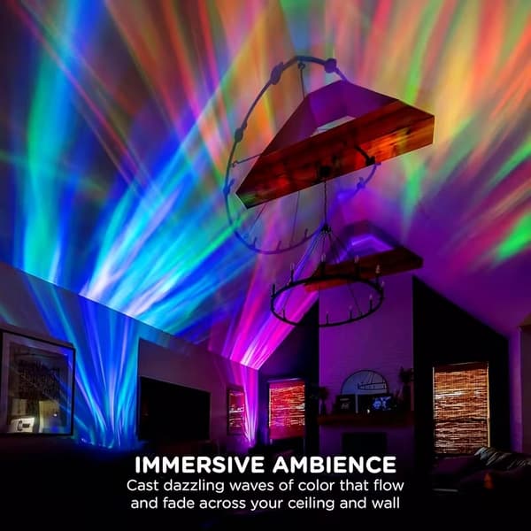 Nordlys Projeksjonslampe med Fjernkontroll, USB-drevet, LED Aurora Effekt for Soverom og Festdekor Black