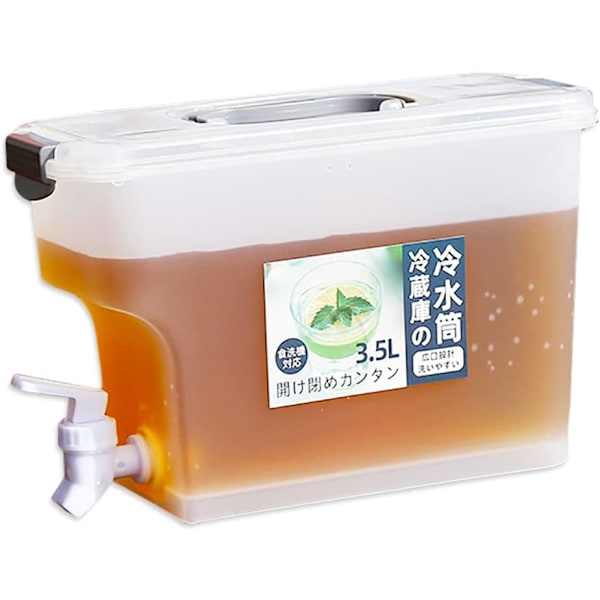 Drikkevare dispenser med hane 3,5L Vandbeholder, til køleskab, Juice Ref...
