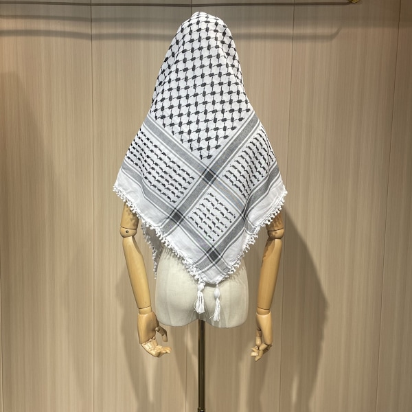 Palestina halsduk, Keffiyeh, Arafat Hatta, med fransar, Shemagh Keffiyeh Arabiskt rutmönster 100% bomull unisex halsdukar