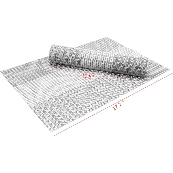 Sett med 6 vaskbare PVC-plastunderlag (glittergrå)