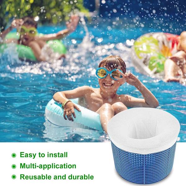 30x Pool Skimmerstrømper, Genanvendeligt Filter til Hår, Blade og Pollen, Nedgravede Pools
