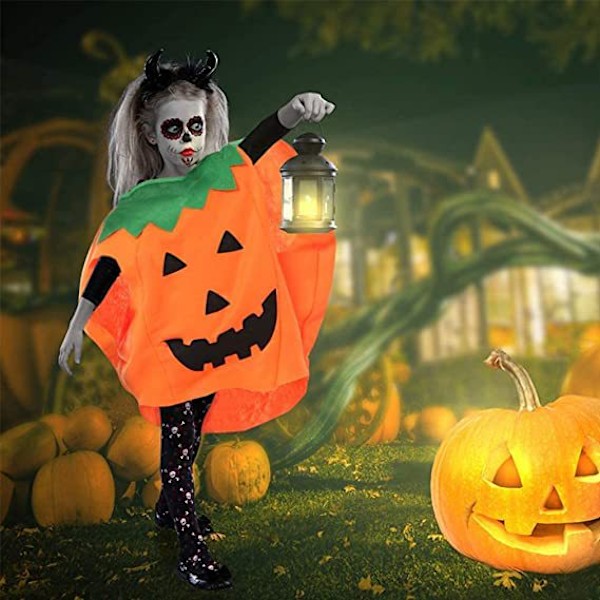Vuxen Halloween Pumpa Kostym Set Pumpa Mantel Poncho