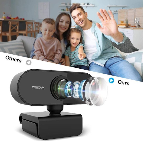Webbkamera med mikrofon, Full HD 1080P webbkamera videokamera för