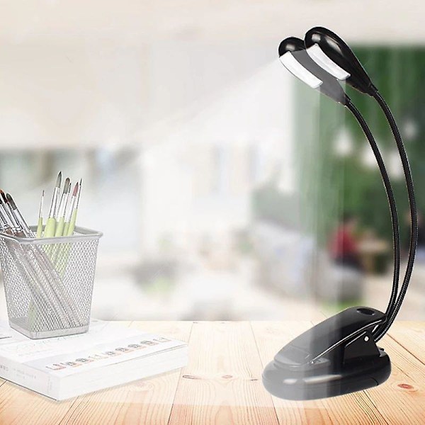 Dobbelthodet Oppladbar Boklampe for Lesing om Natten i Sengen, Varmt/Hvitt Leselys med Klips, 180 Justerbar Mini Klipslampe, Perfekt Lysstyrke
