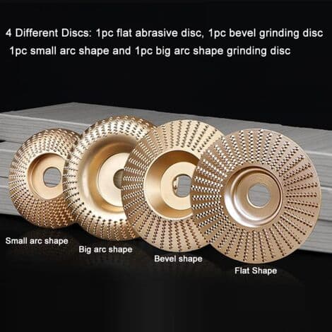 4-pack Tungsten Carbide Grinding Discs for Angle Grinder - Compatible with 115/125 mm - for Grinding, Shaping and Wood Cutting