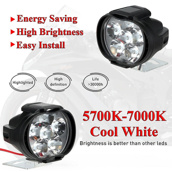 2 stk 6 LED-frontlykter for motorsykkel