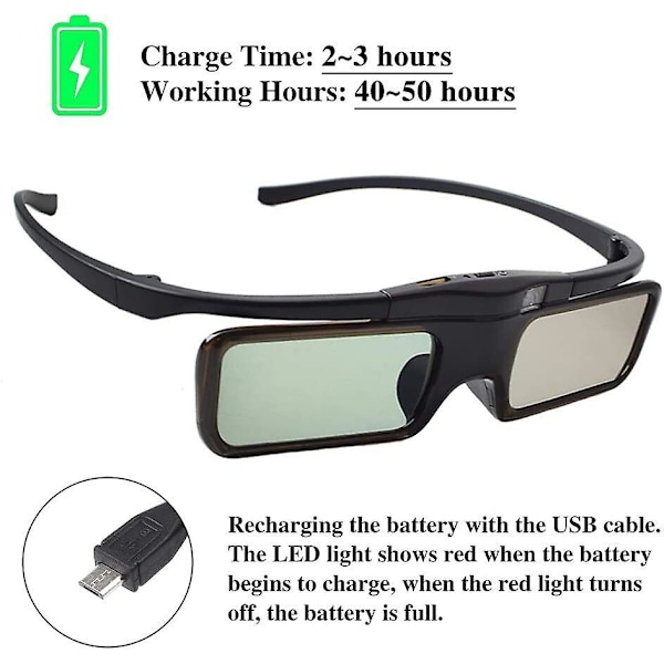 Laddningsbara Bluetooth RF 3D Aktiva Glasögon för Sony 3D-TV-projektorer TDG-BT500A