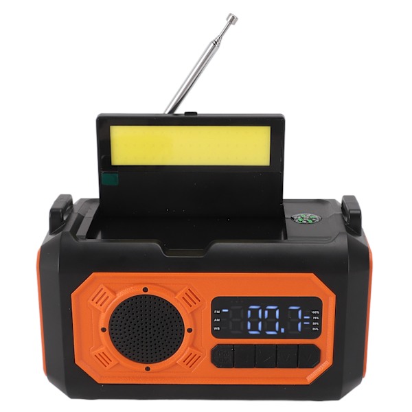 12000mAh Hätäradio Käsikammen, aurinkopaneelien, taskulampun, lukuvalon, kompassin, puhelinlaturin, kannettavan AM FM NOAA -radion kanssa