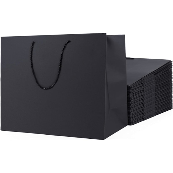 Pakke med 10 ekstra store gaveposer 40*28*12 cm sorte gaveposer til mænd bryllupsgaveposer sorte papirposer [GP]