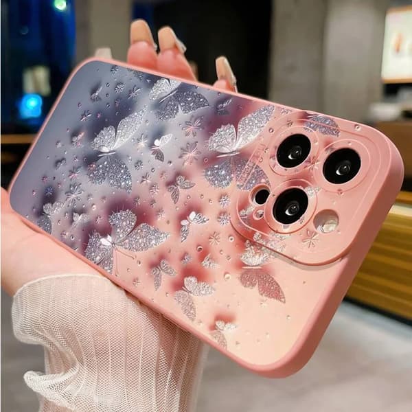 Støtsikkert sommerfuglblomst-telefondeksel til iPhone 11 12 13 14 15 Pro Max[GPA] For iPhone 14 Plus 2