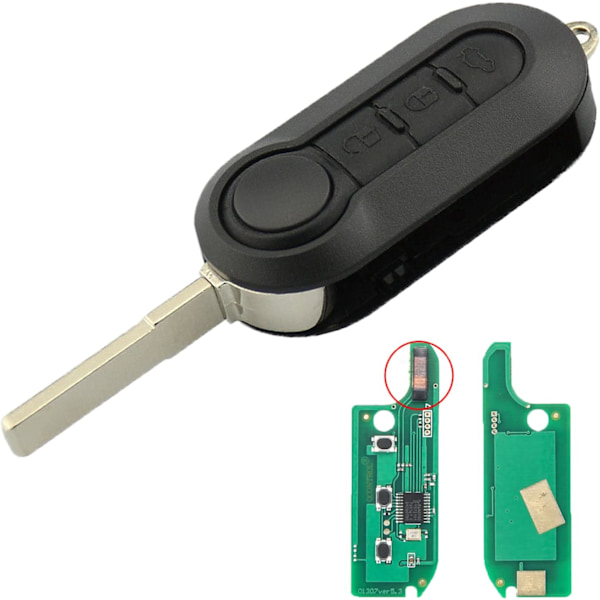 Bilnøgle med 3 knapper 433 MHz fjernbetjening til Fiat 500 L MPV Ducato til Cit-ro-en Jum-per til Peu-ge-ot Box-er - Modell 3 + Marelli BSI
