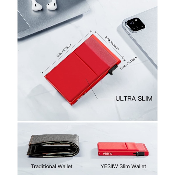 Pengebok for kvinner og menn Pop up Slim Card Wallet RFID-blokkering med lomme for sedler | Minimalistisk kreditkortholder for kvinner | Roserød