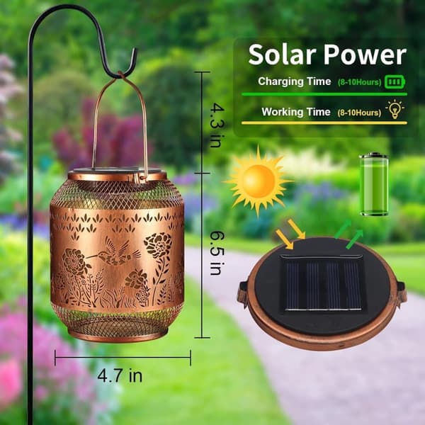 Solar Light Outdoor with Hanging Hook - Solar Powered Garden Light Butterfly/Hummingbird