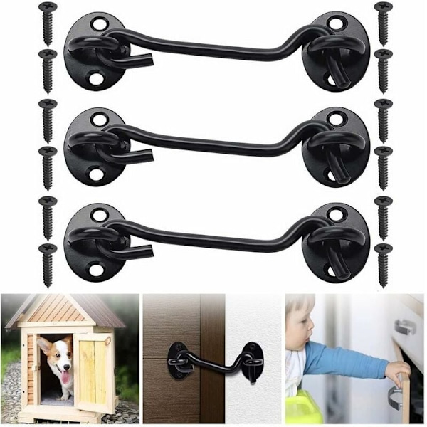 3 st 4 tum mattsvart vindhake längd 100 mm förtjockad rostfri stål windo...