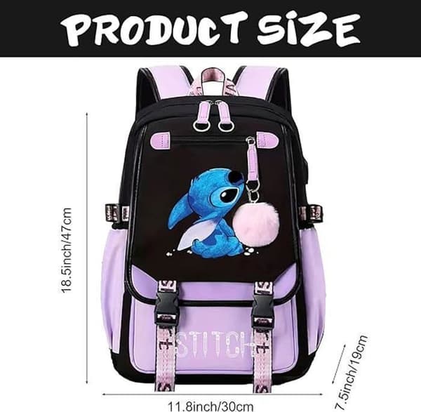 Stitch-ryggsekk for barn med 2 USB-porter
