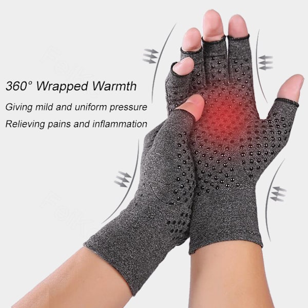 Fingerless Compression Gloves, 1 Pair Grey Grå S