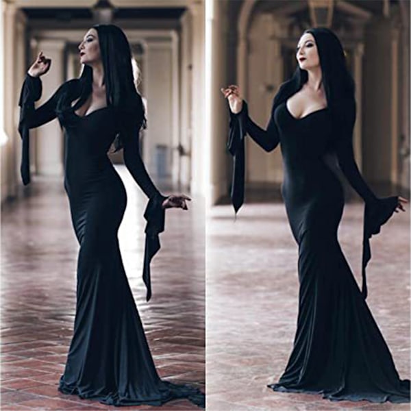 Adams Mamma Cosplay Paryk Dame Lang Sort Lige Paryk Halloween