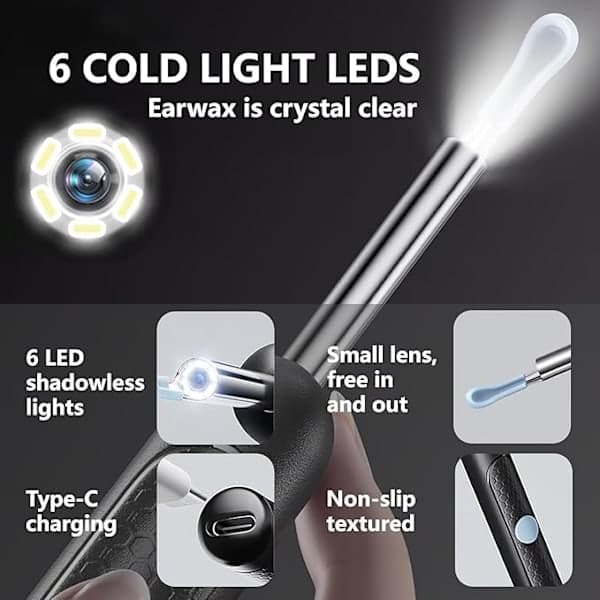 Ear Wax Removal Tool Camera - R1 D Anti-fall Off Earplugs Ear With Camera, Wireless With 1080p Hd Ear