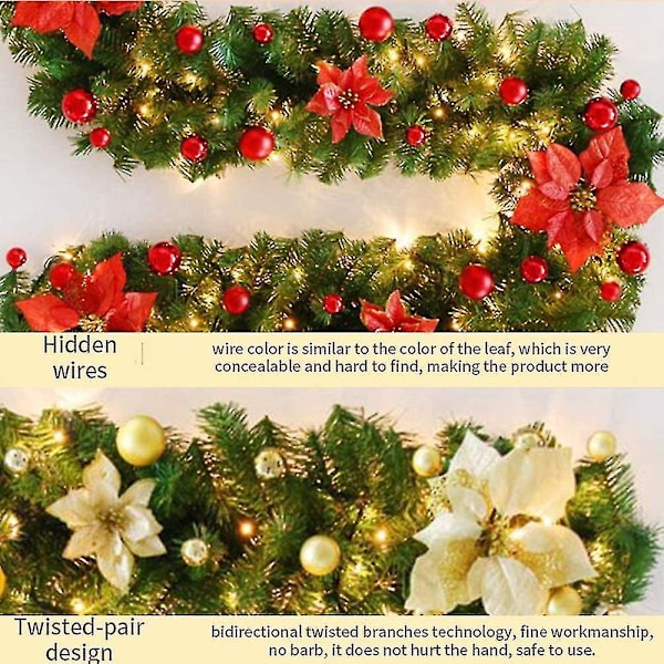 Julegirland, Pejs Trapper Dekorerede Girlander Led-lys Ornament Julegirlander til dekoration[hsf]