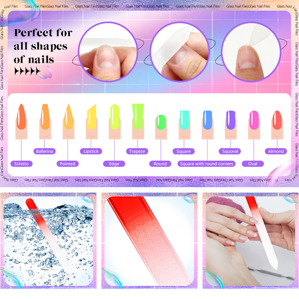 6 st glas nagelfilar manikyr nagelvård fingernagel fil nagel